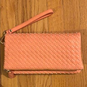 Fold over vegan leather clutch